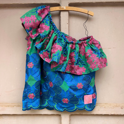 One-shoulder floral top