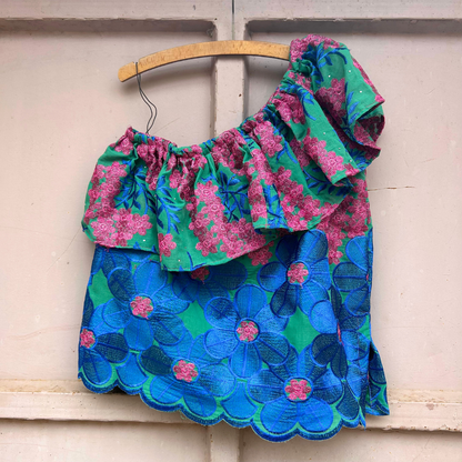 One-shoulder floral top