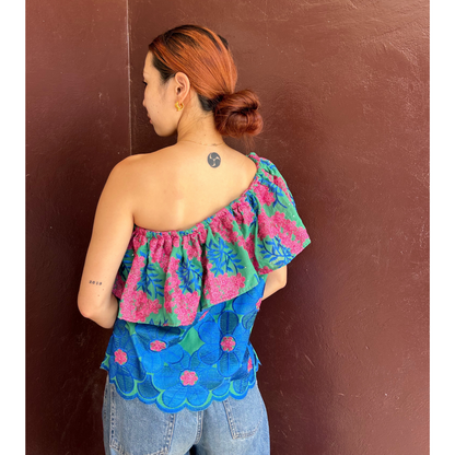 One-shoulder floral top
