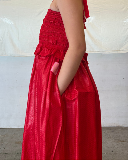 2 in 1 Elastic Long Dress - Red 