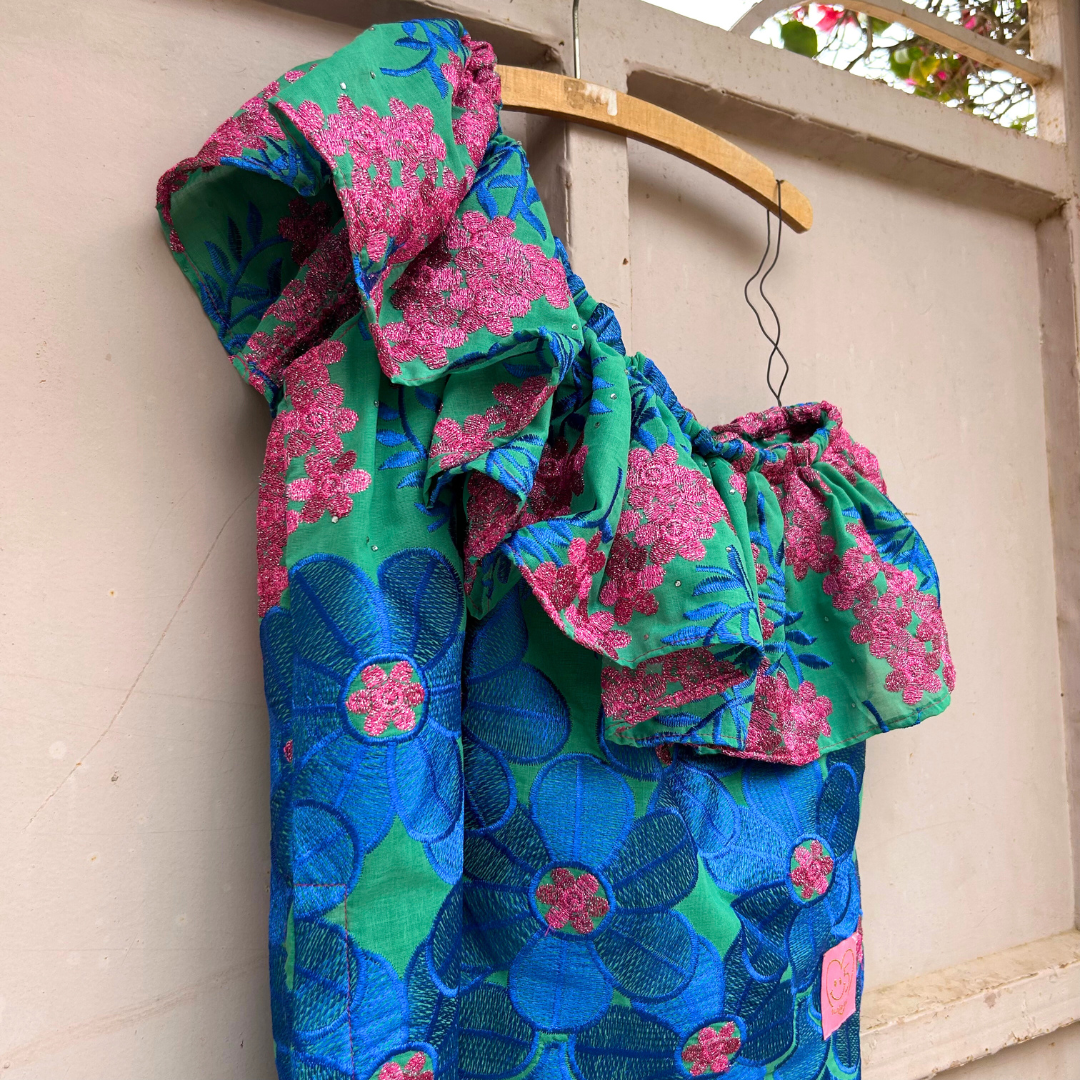 One-shoulder floral top