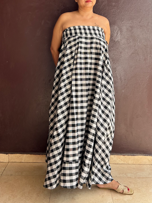 リボンサーキュラスドレス（黒白ギンガム）