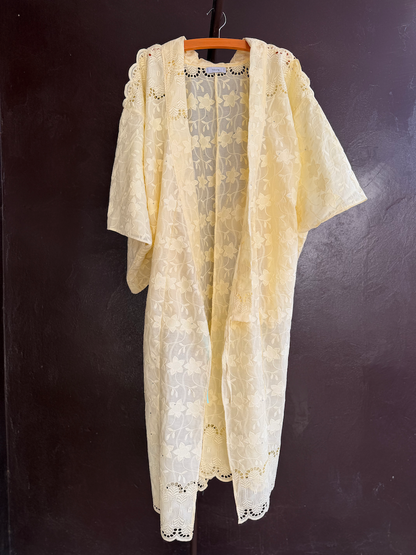 LONG EMBROIDERED YUKATA / CREAM