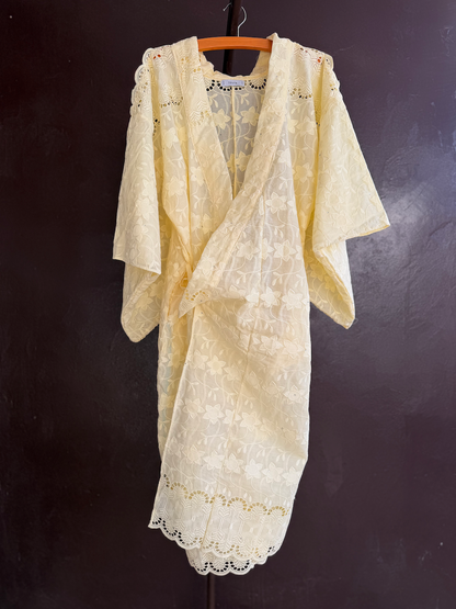 LONG EMBROIDERED YUKATA / CREAM