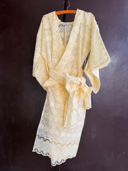 LONG EMBROIDERED YUKATA / CREAM