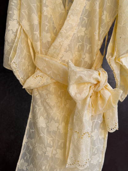 LONG EMBROIDERED YUKATA / CREAM